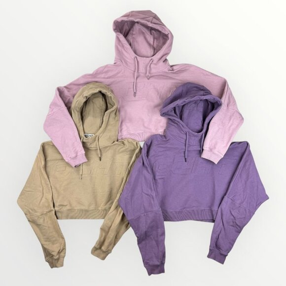 ECHT Apparel Crop Hoodies Bundle Womens Athletic Stretch Pullovers 3D Spellout M - Picture 1 of 10